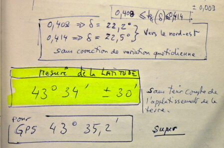 mesures tanneron (latitude 43deg34min)