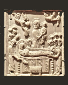 lotharingie dormition de la vierge (plaque de reliure ivoire)