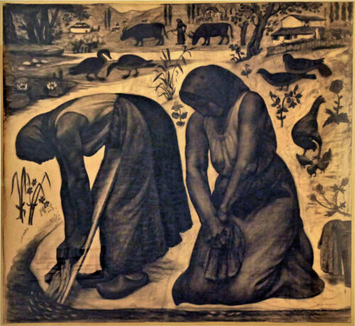 le puy (expo) dorignac les laveuses (graphite fusain sur papier 1917 1918) b