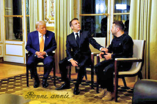 donald trump, macron, zelensky paris décembre 2024 (© piroschka van de wouw reuters)