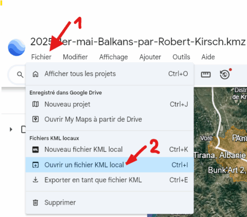ouvrir fichier local kmz 2 clics