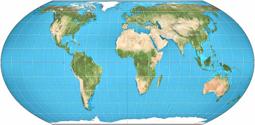 mappemonde 'equal earth' centree atlantique